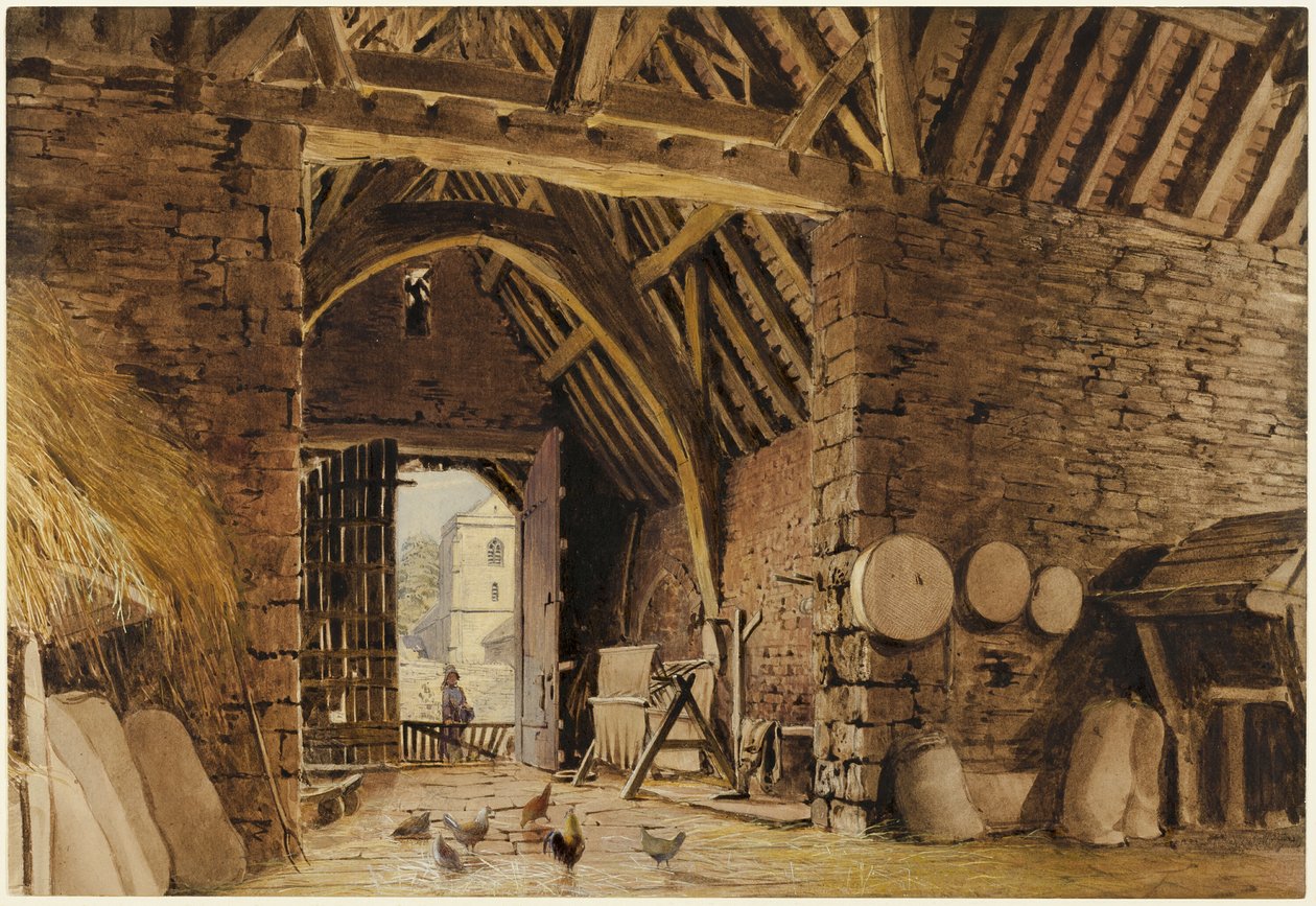 Interior de um celeiro de William Henry Hunt
