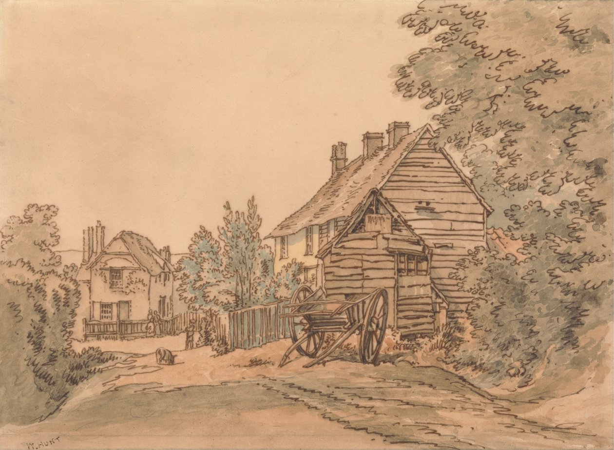 Uma rua numa aldeia rural de William Henry Hunt