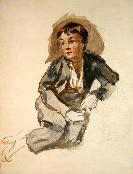 Um ouriço (lápis e aguarela sobre papel) de William Henry Hunt
