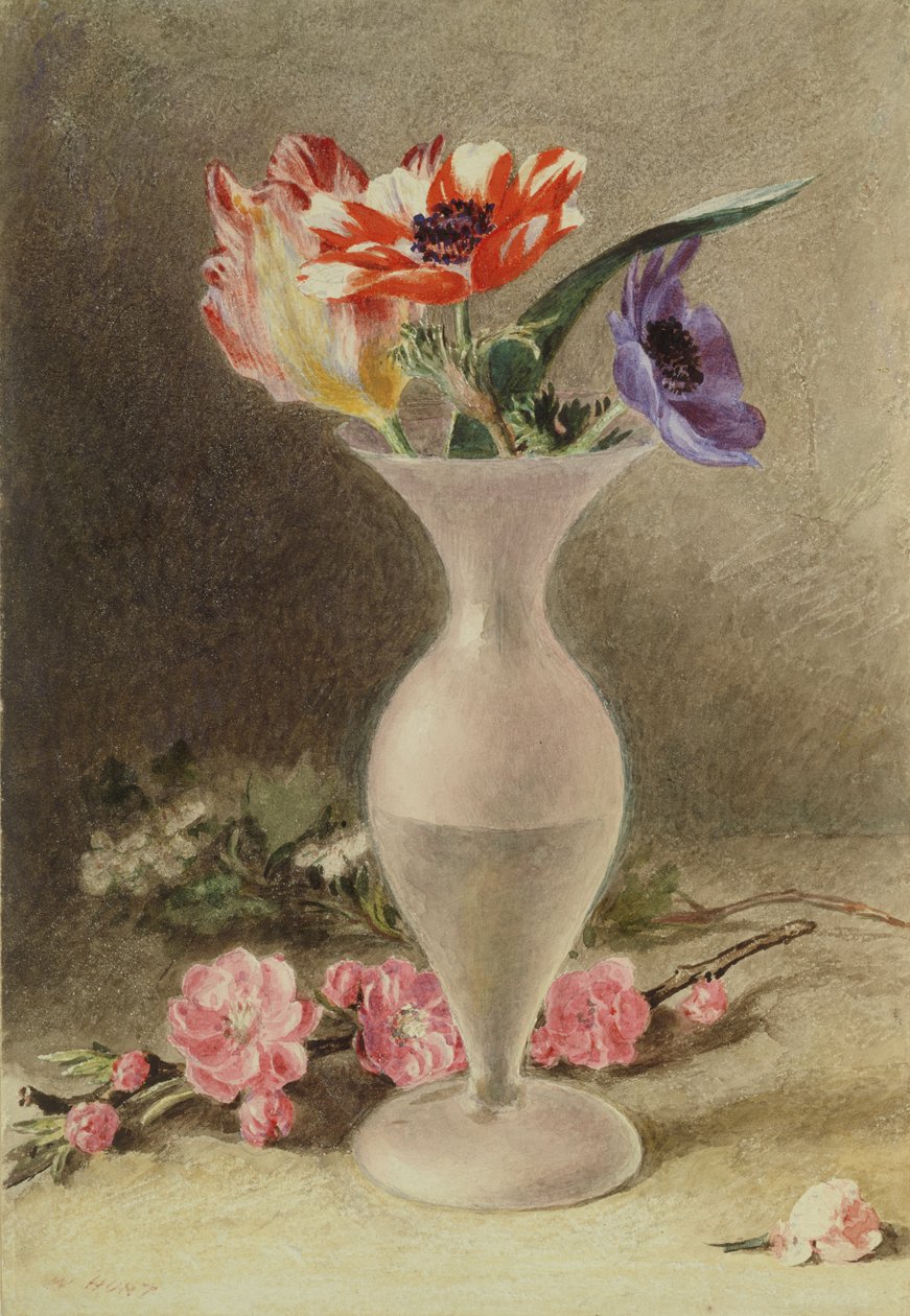 Vaso de vidro e flores de William Henry Hunt