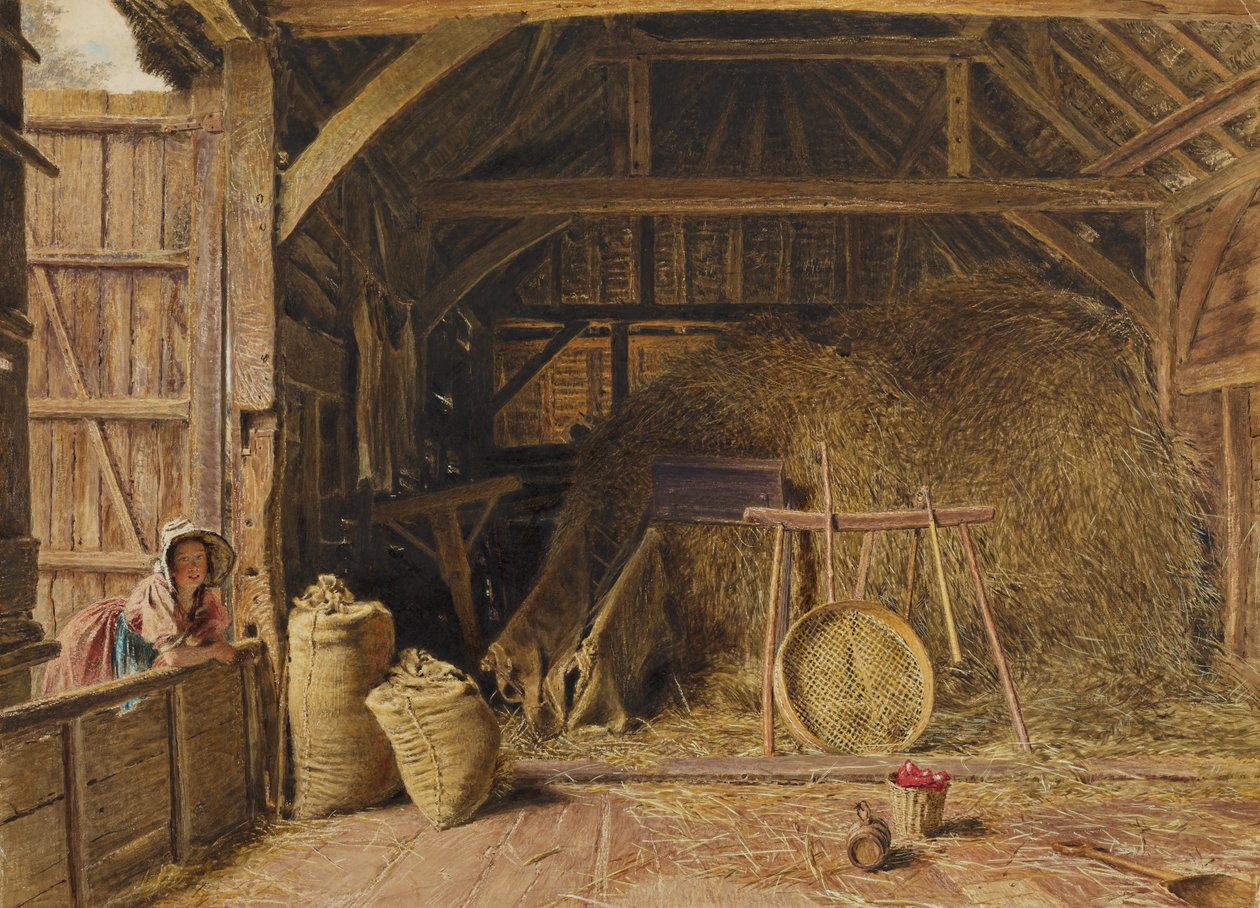 Interior de um celeiro de William Henry Hunt