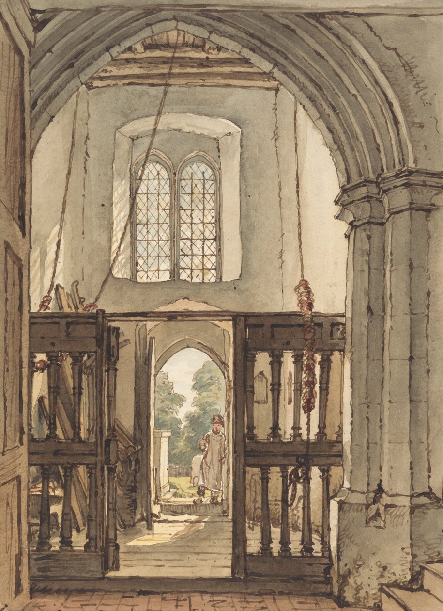 Interior da torre sineira da igreja de Bushey de William Henry Hunt