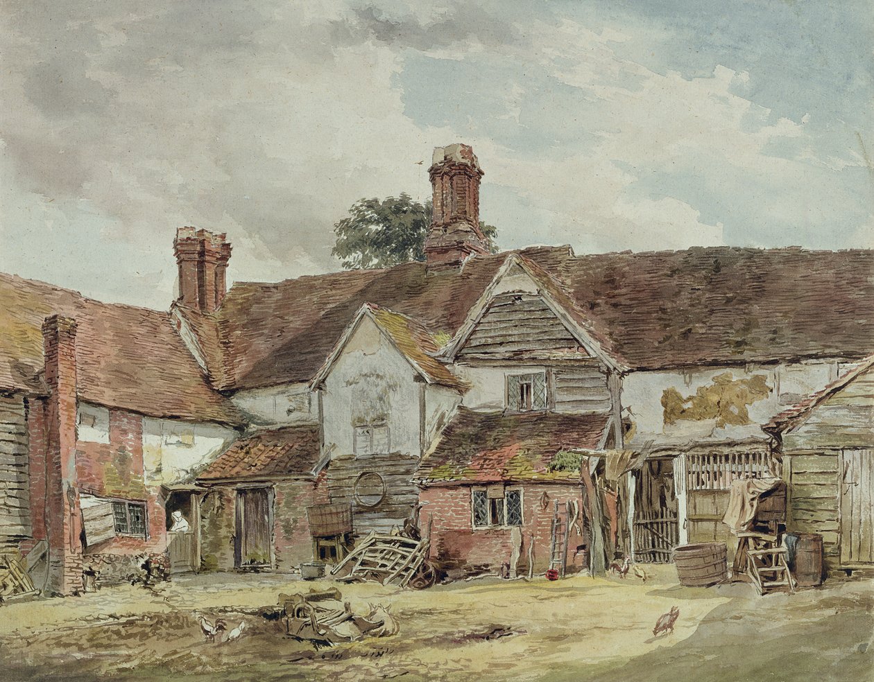 Construções Antigas, c.1815 (wc sobre grafite sobre papel) de William Henry Hunt