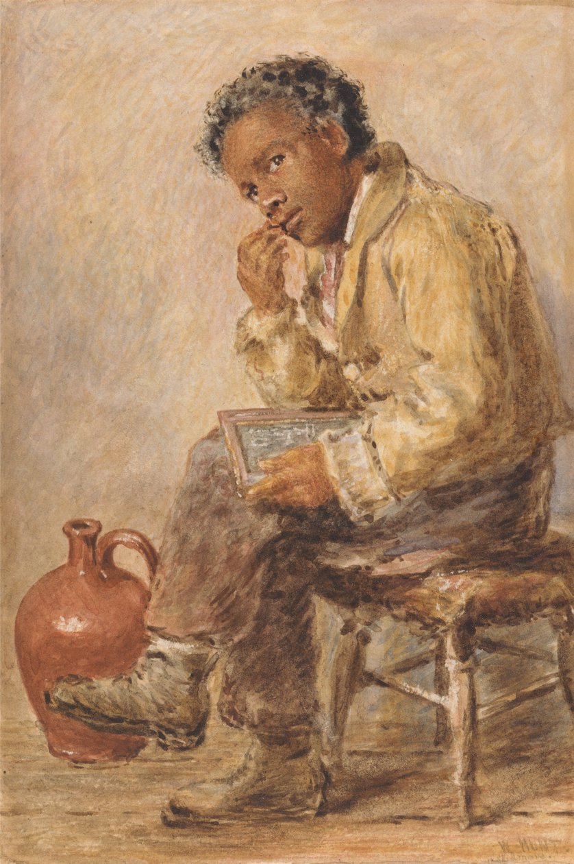Retrato de um jovem com uma ardósia de William Henry Hunt