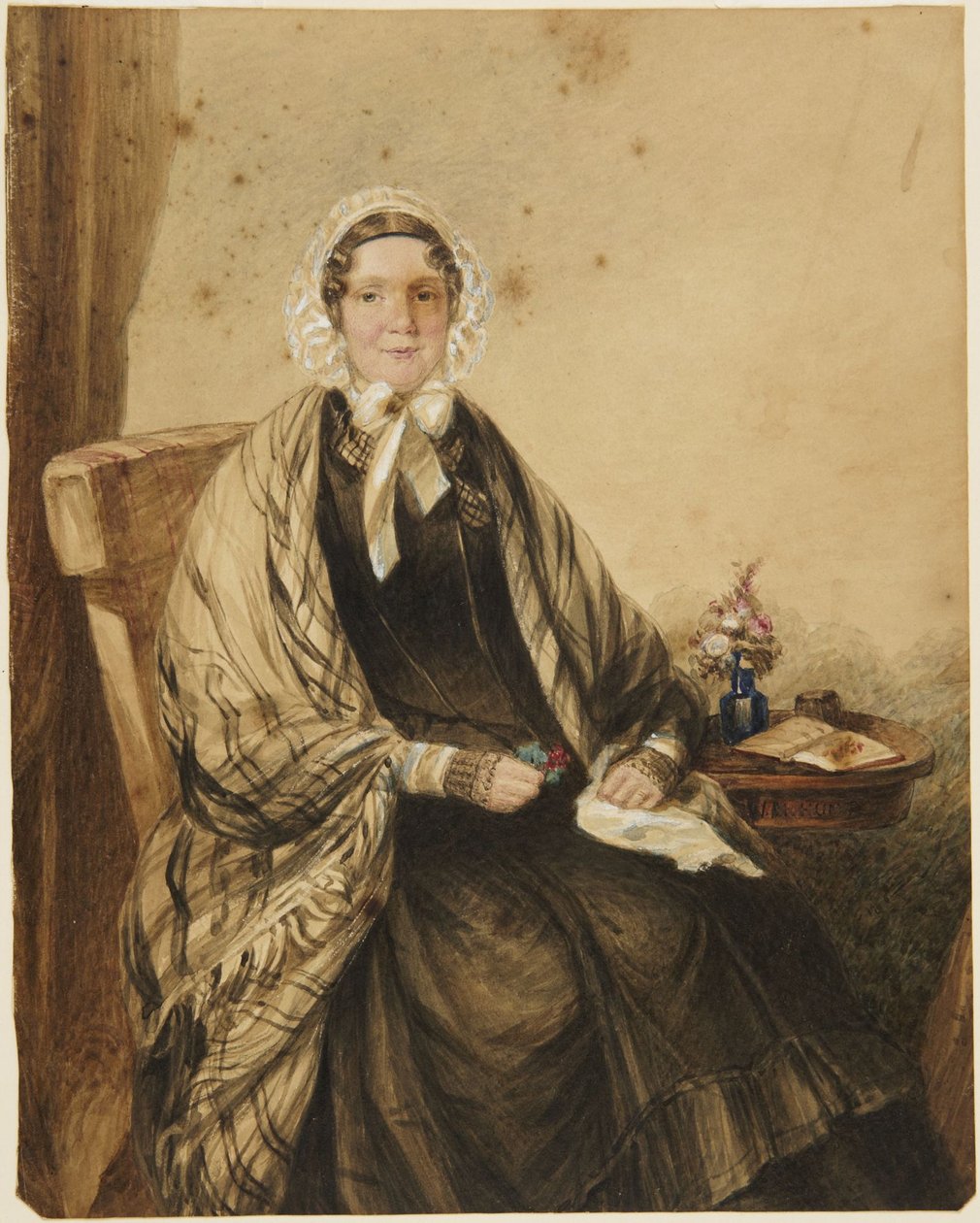Retrato de uma mulher sentada com um xaile de William Henry Hunt