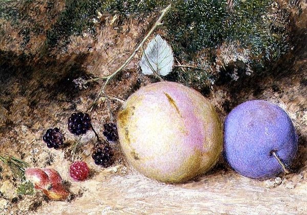 Framboesas, amoras e ameixas de William Henry Hunt