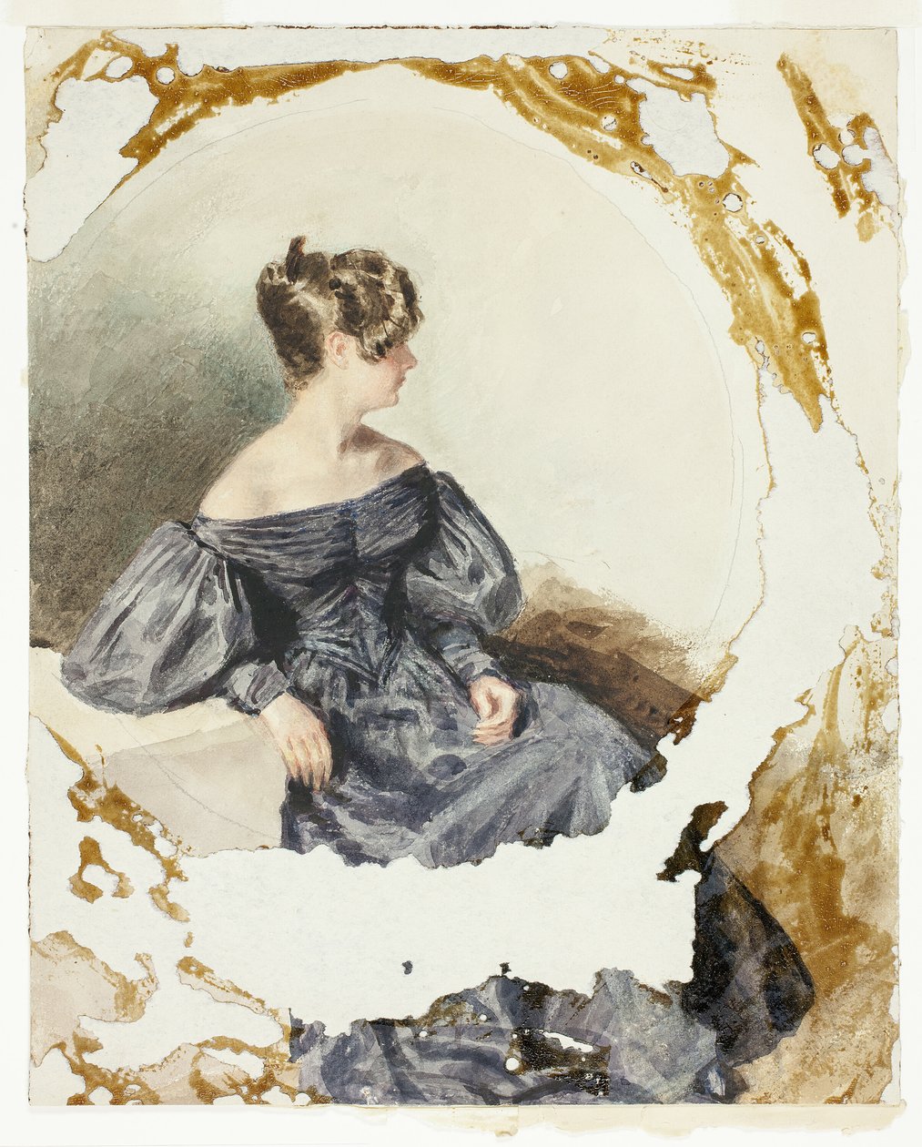 Mulher sentada em vestido preto de William Henry Hunt