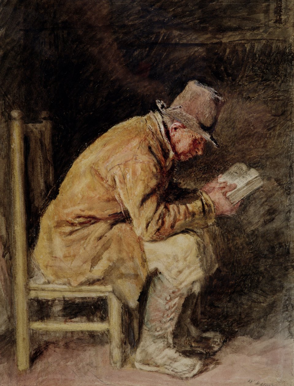 Estudo de uma leitura do Countryman de William Henry Hunt