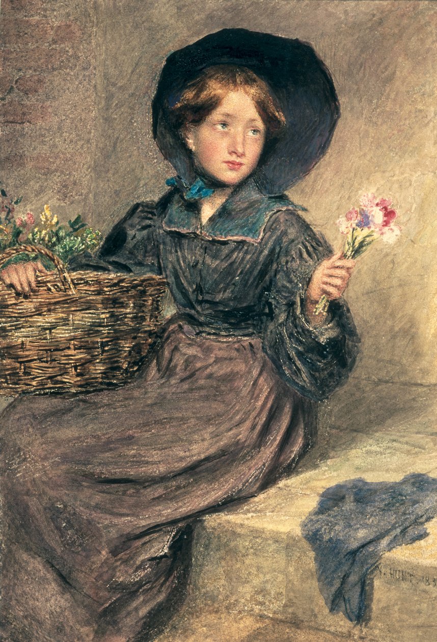 A rapariga das flores de William Henry Hunt