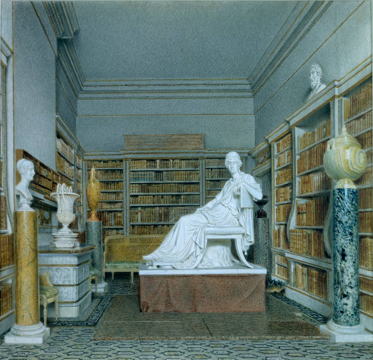 The Old Library, Chatsworth (aguarela sobre papel) de William Henry Hunt