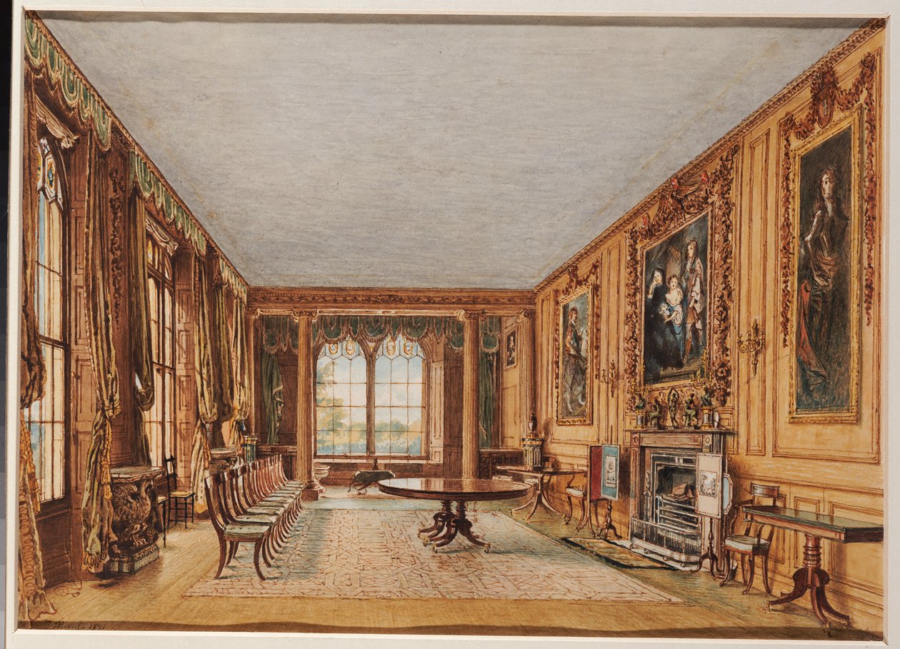 A Sala de Jantar de Inverno do Conde de Essex em Cassiobury, 1821 de William Henry Hunt