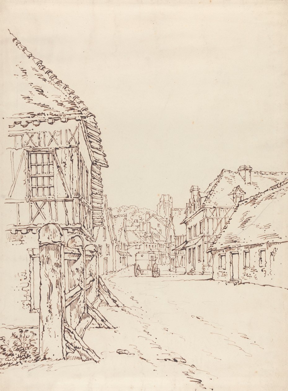 Vista de uma rua de uma cidade francesa de William Henry Hunt