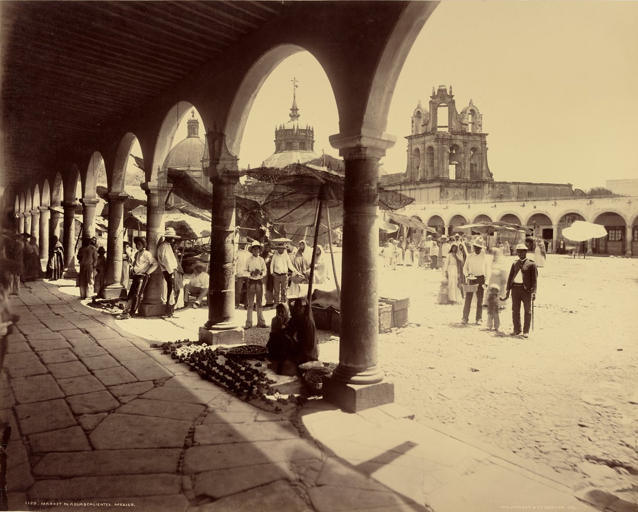 Mercado em Aguascalientes, México de William Henry Jackson