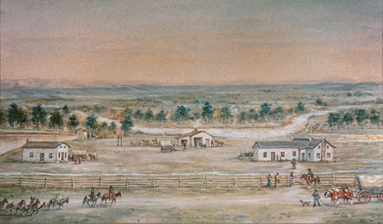 A Missão Whitman em 1845 (cor litho) de William Henry Jackson