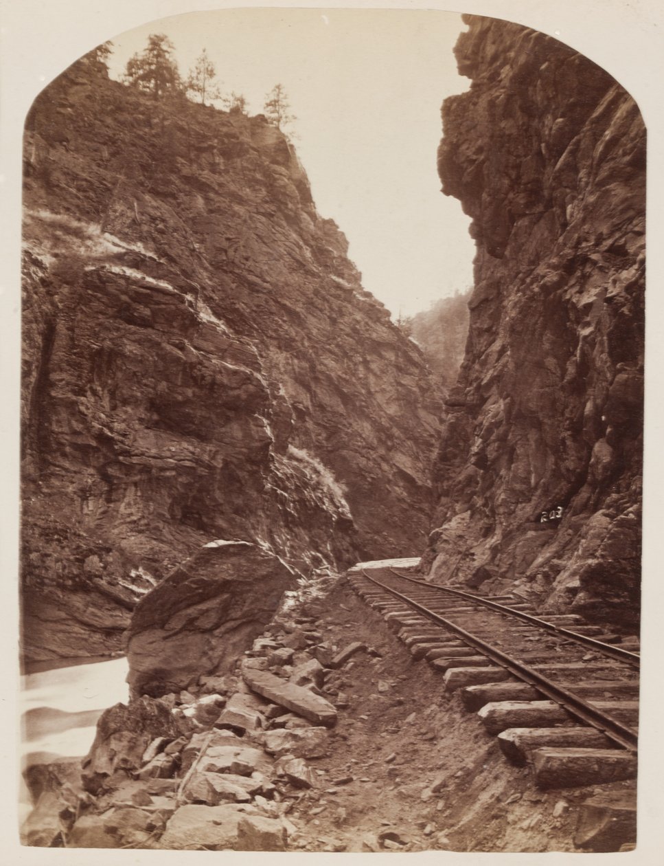 Vista de uma ferrovia nas Montanhas Rochosas, c.1865 (impressão de albumina do negativo de colódio úmido) de William Henry Jackson