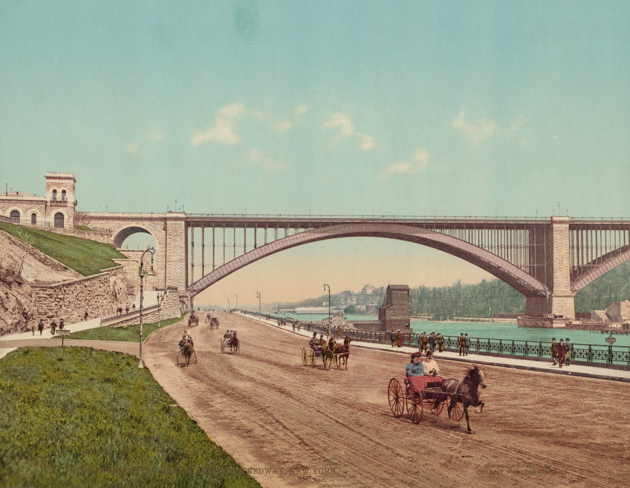 Washington Bridge e Speedway, Nova Iorque, publicado em 1901 (fotografia) de William Henry Jackson