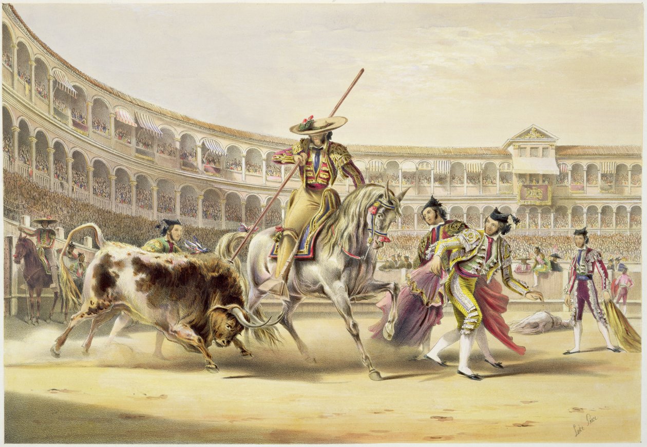 Touro carregando um Picador, 1865 de William Henry Lake Price