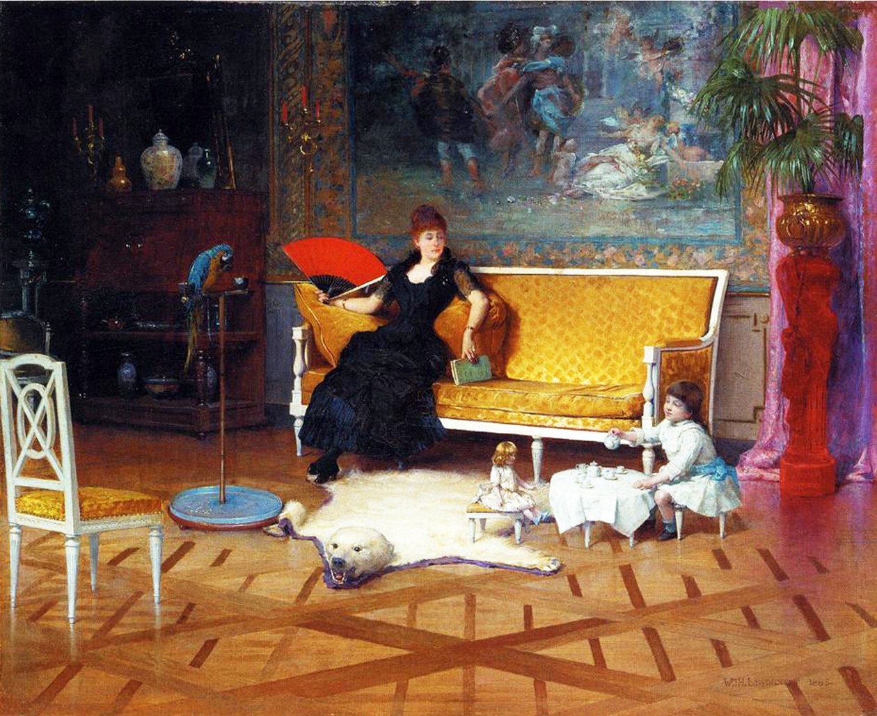 The Dolls Tea Time, 1885 óleo no painel de William Henry Lippincott
