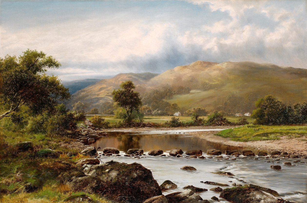 Stepping Stones em Bettws-y-Coed, North Wales de William Henry Mander