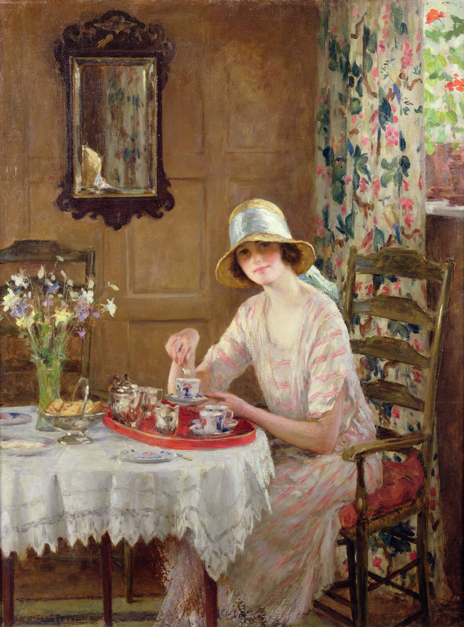 Chá da tarde (óleo sobre tela) de William Henry Margetson