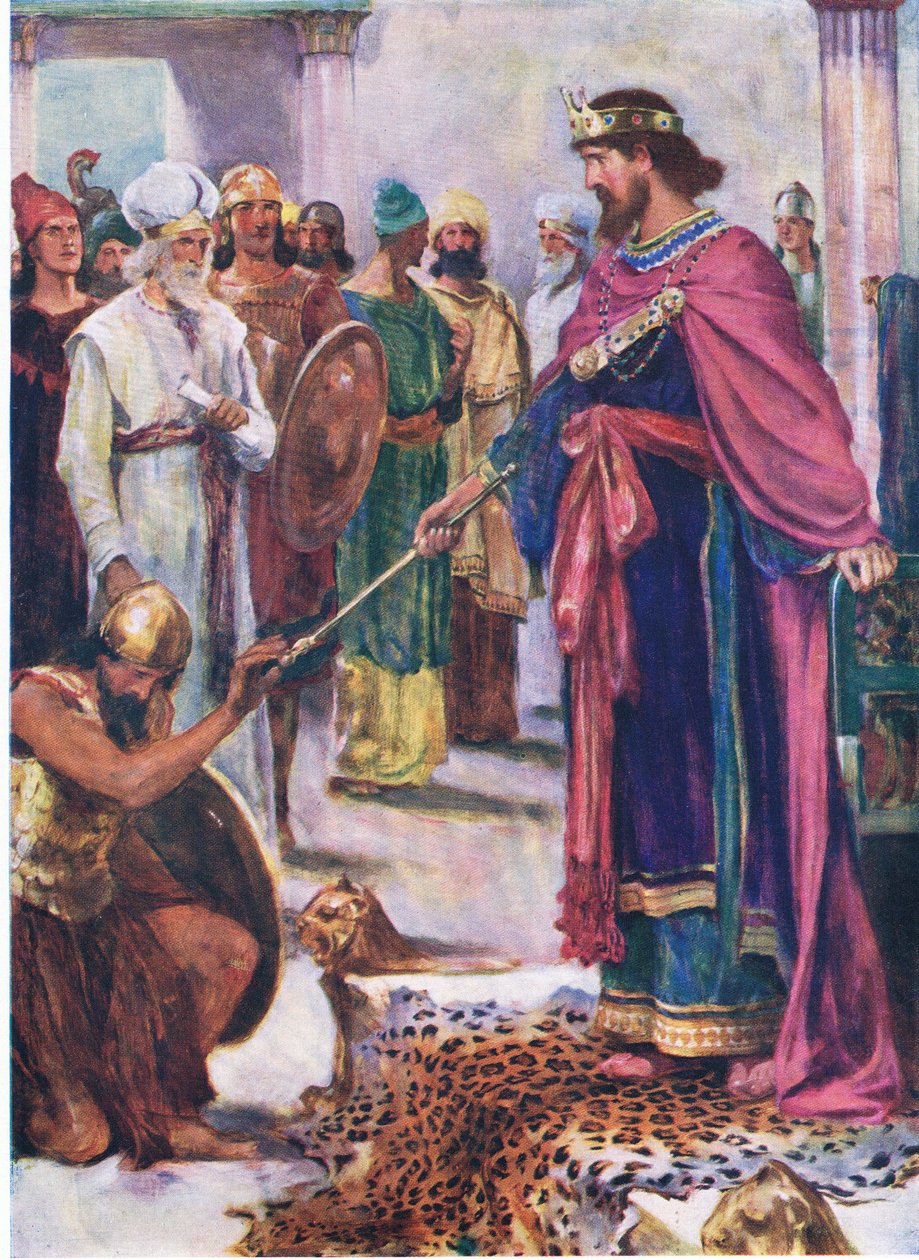 David rei sobre Israel, do livro bíblico publicado por Thomas Nelson, c.1950 de William Henry Margetson