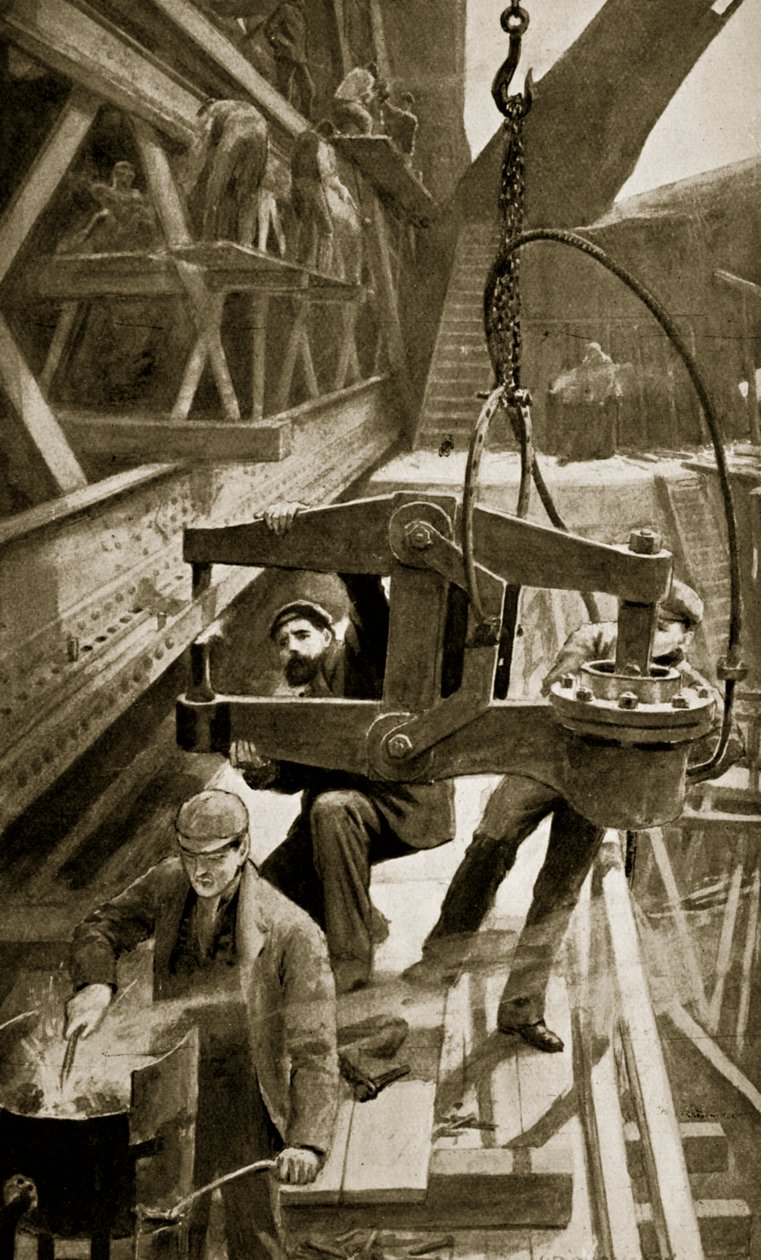 Rebitagem hidráulica na ponte para frente de William Henry Margetson
