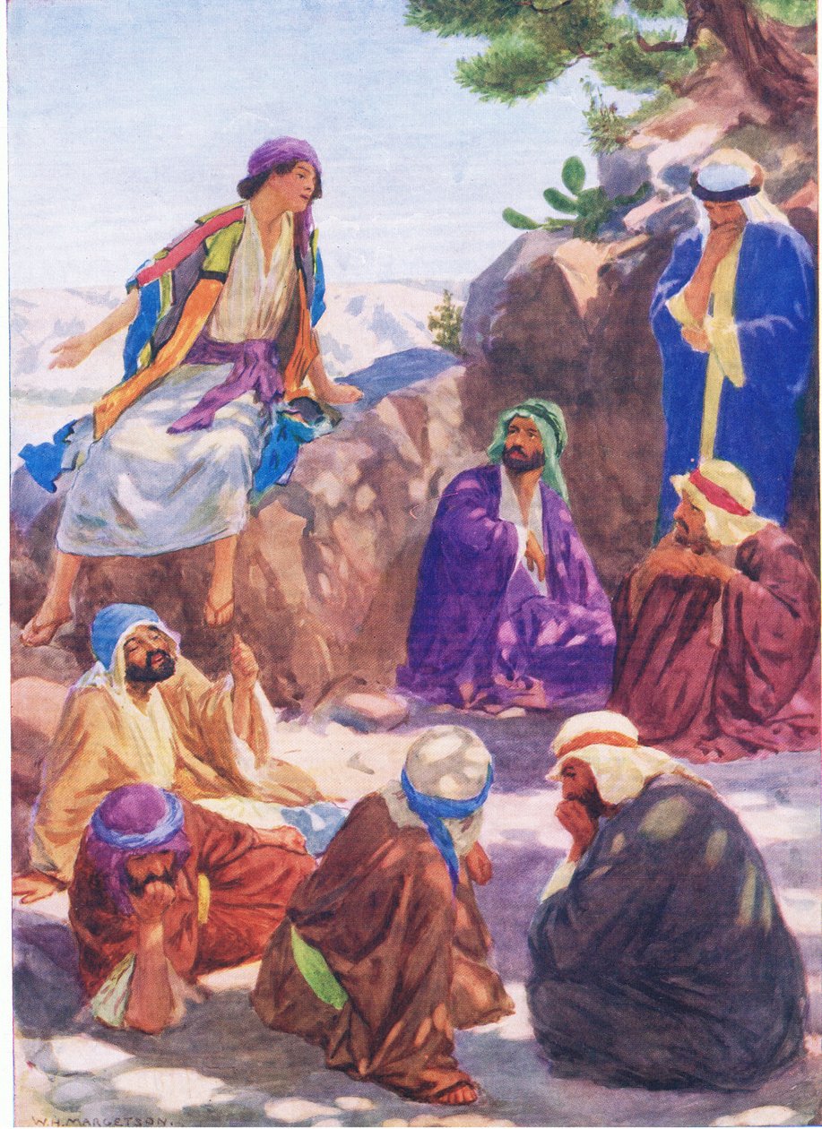 José contando seu sonho, do livro de imagens bíblicas publicado por Thomas Nelson, c.1950 de William Henry Margetson