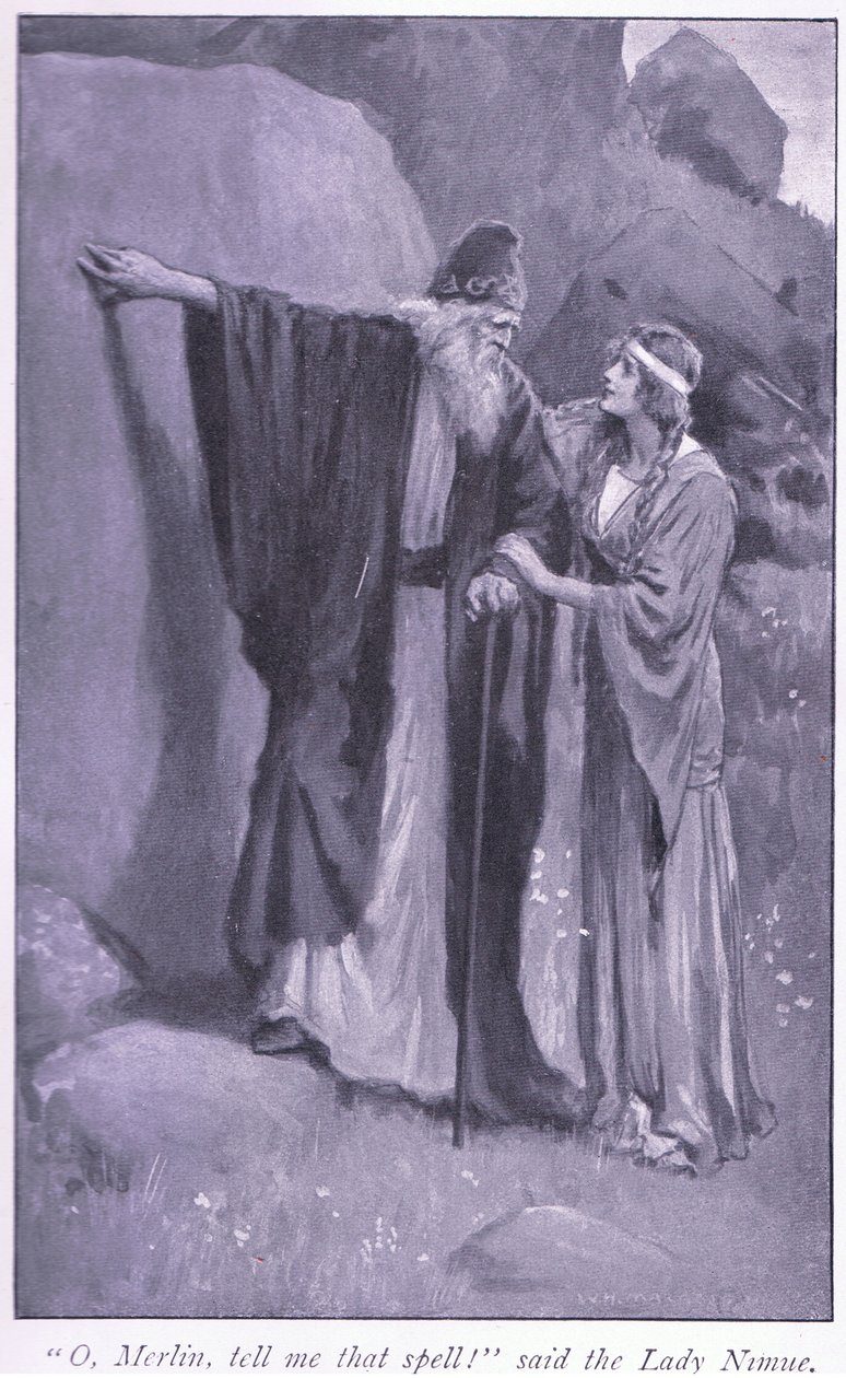 Merlin me diga esse feitiço! disse a senhora Niume de William Henry Margetson