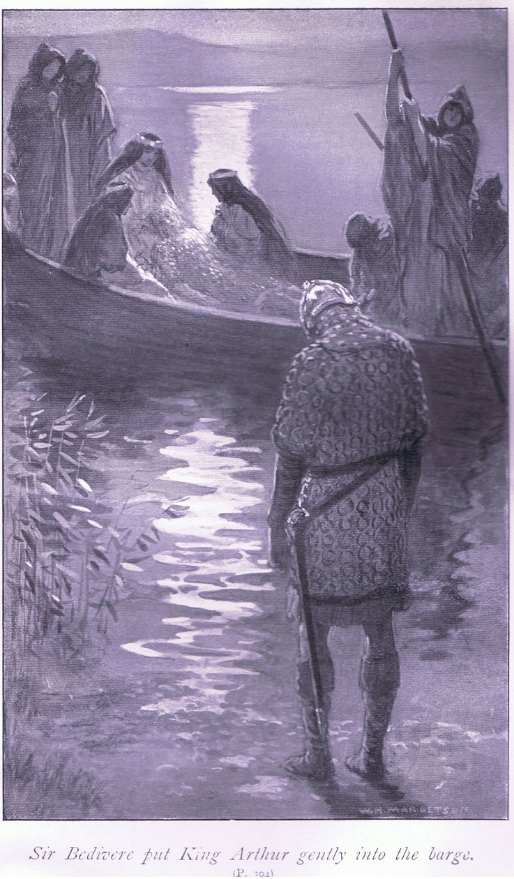 Sir Bedivere colocou o Rei Arthur gentilmente na barcaça de William Henry Margetson