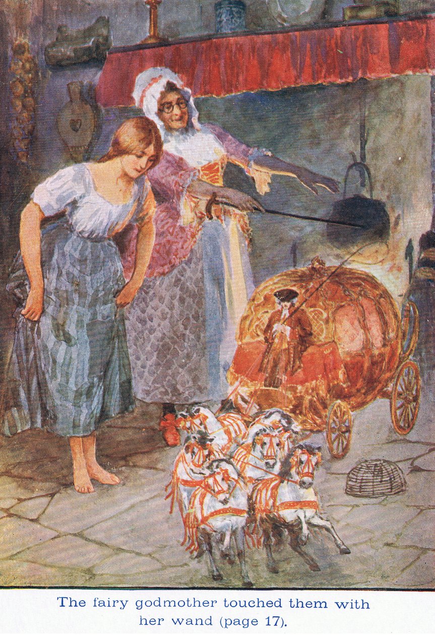 A fada madrinha os tocou com sua varinha, Cinderela, 1925 de William Henry Margetson
