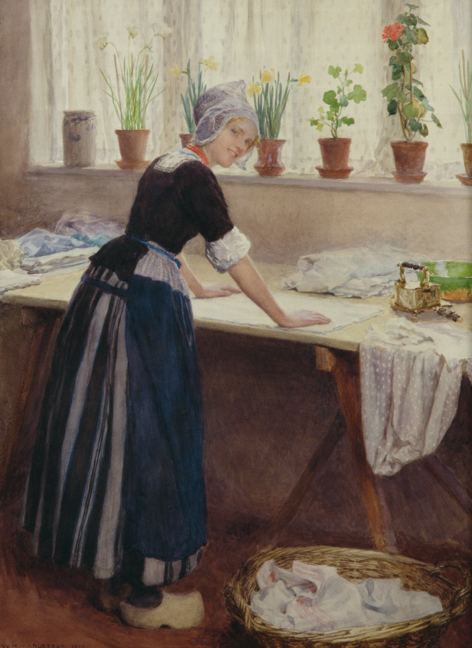 The Laundry Maid, 1915 (wc no papel) de William Henry Margetson