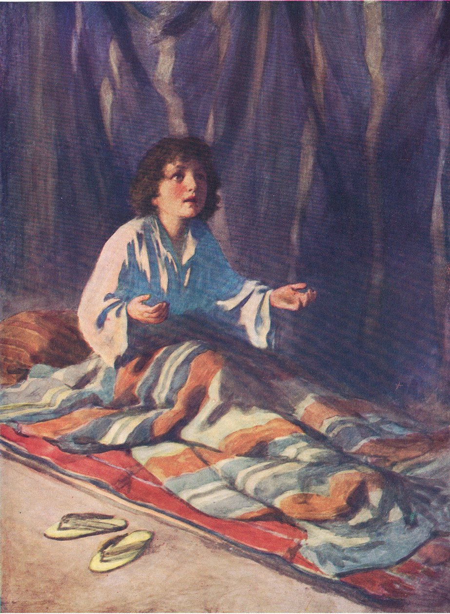 A criança Samuel, do livro bíblico publicado por Thomas Nelson, c.1950 de William Henry Margetson