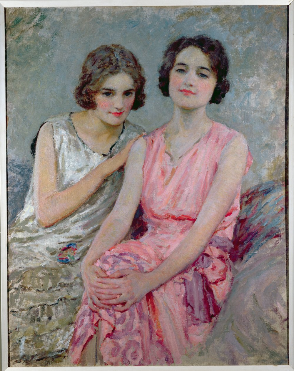 Duas mulheres jovens sentadas de William Henry Margetson