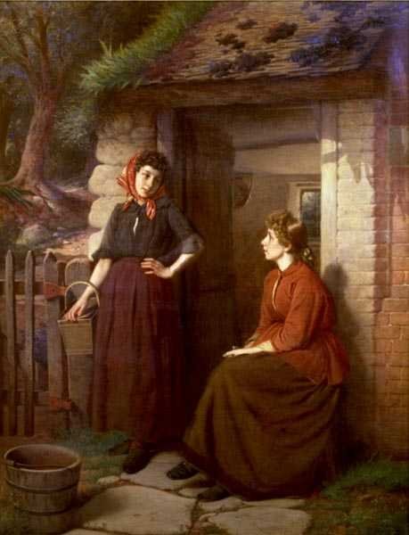 Fofoca de aldeia (óleo sobre tela) de William Henry Midwood
