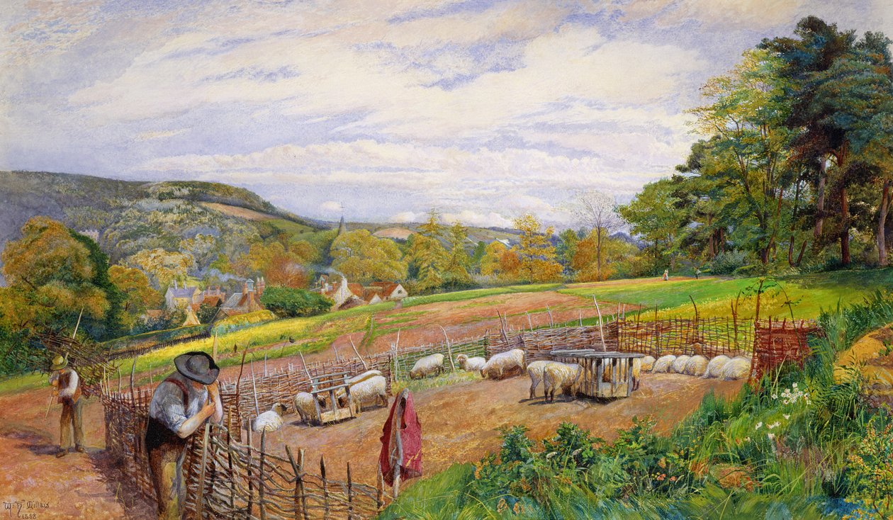 Emendando a Caneta das Ovelhas, 1858 de William Henry Millais