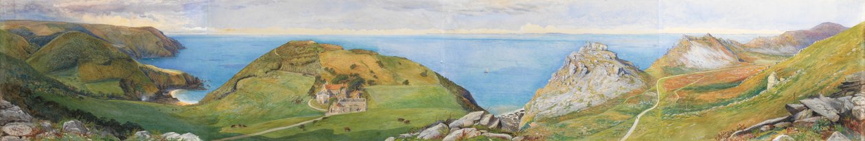 O Vale das Rochas (wc und gouache aumentado com branco) de William Henry Millais