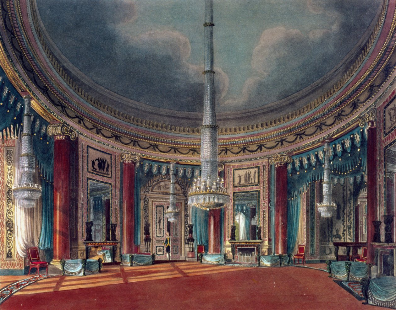 Carlton House, o Circular Room, do Pynes Royal Residences, publicado em 1818 de William Henry Pyne