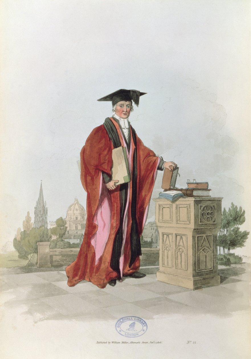 Doutor em Direito Civil na Universidade de Oxford de &39;Costume of Great Britain&39;, 1805 (impressão) de William Henry Pyne