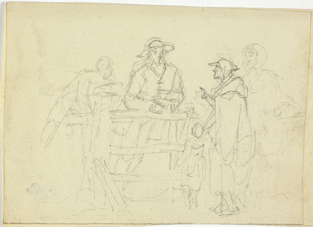 Quatro figuras em uma cerca de William Henry Pyne