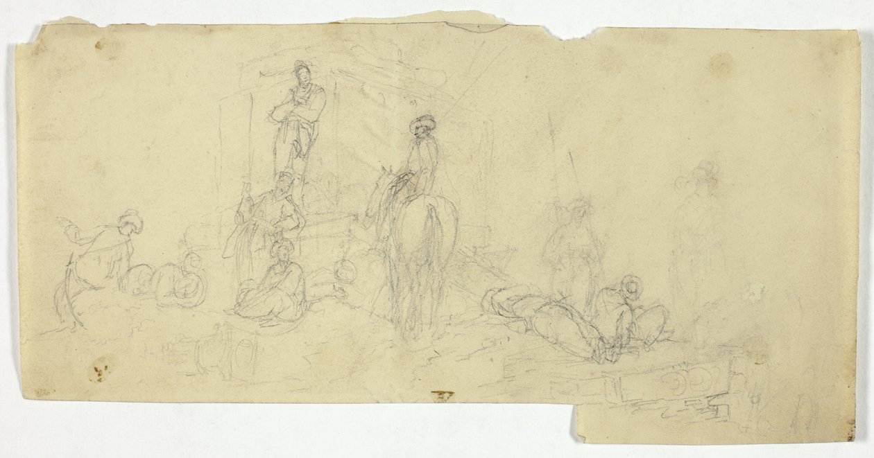 Grupo de camponeses com homem a cavalo de William Henry Pyne