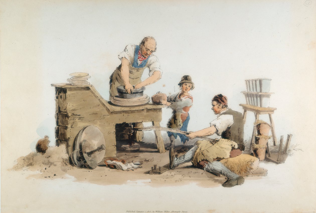 Fazendo vasos de flores, 1808 de William Henry Pyne