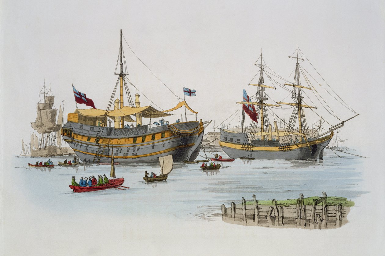 Prison Ships, de &39;Costume of Great Britain&39;, publicado por William Miller, 1805 de William Henry Pyne