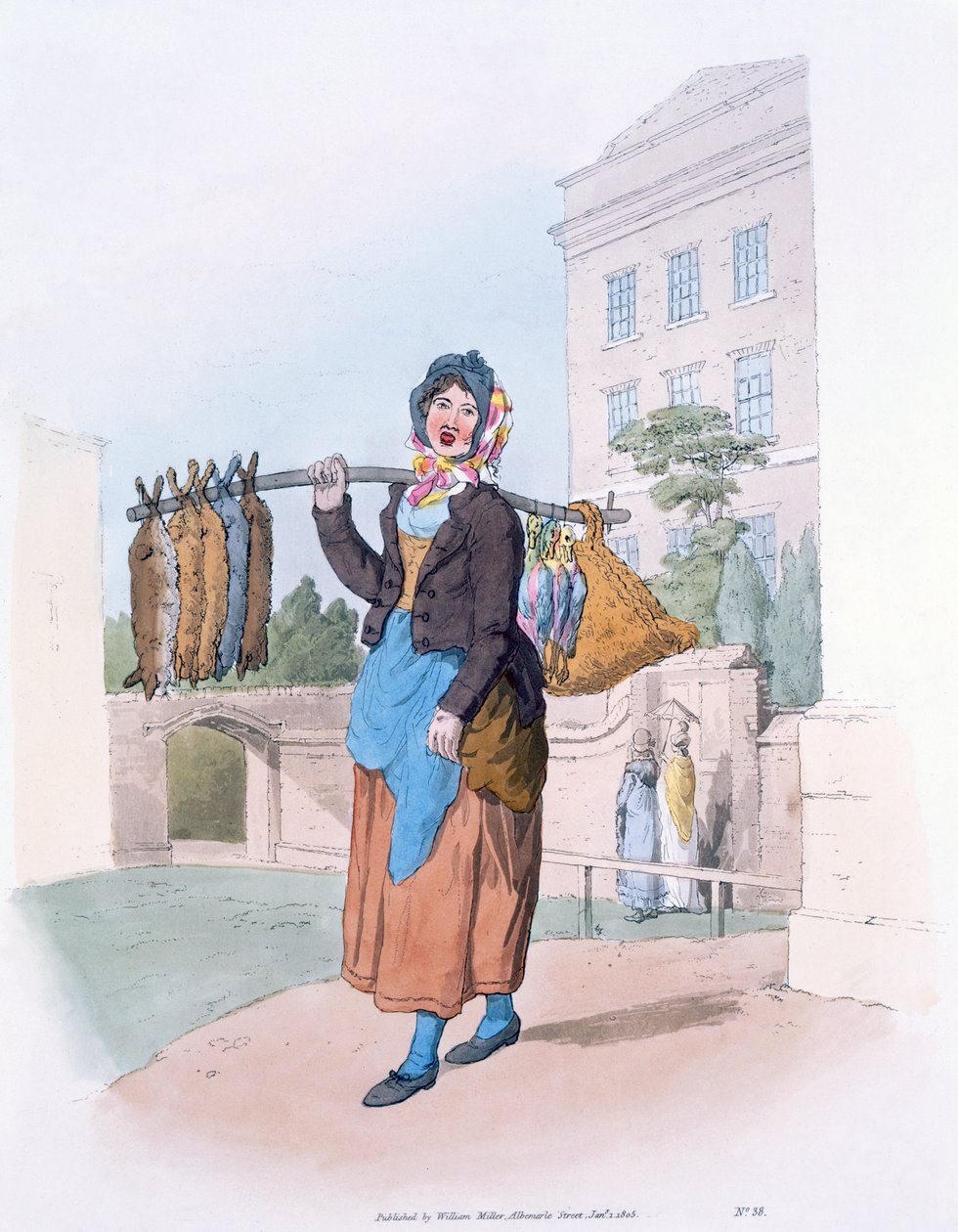 Mulher Coelho, de &39;Traje da Grã-Bretanha&39;, publicado por William Miller, 1805 de William Henry Pyne