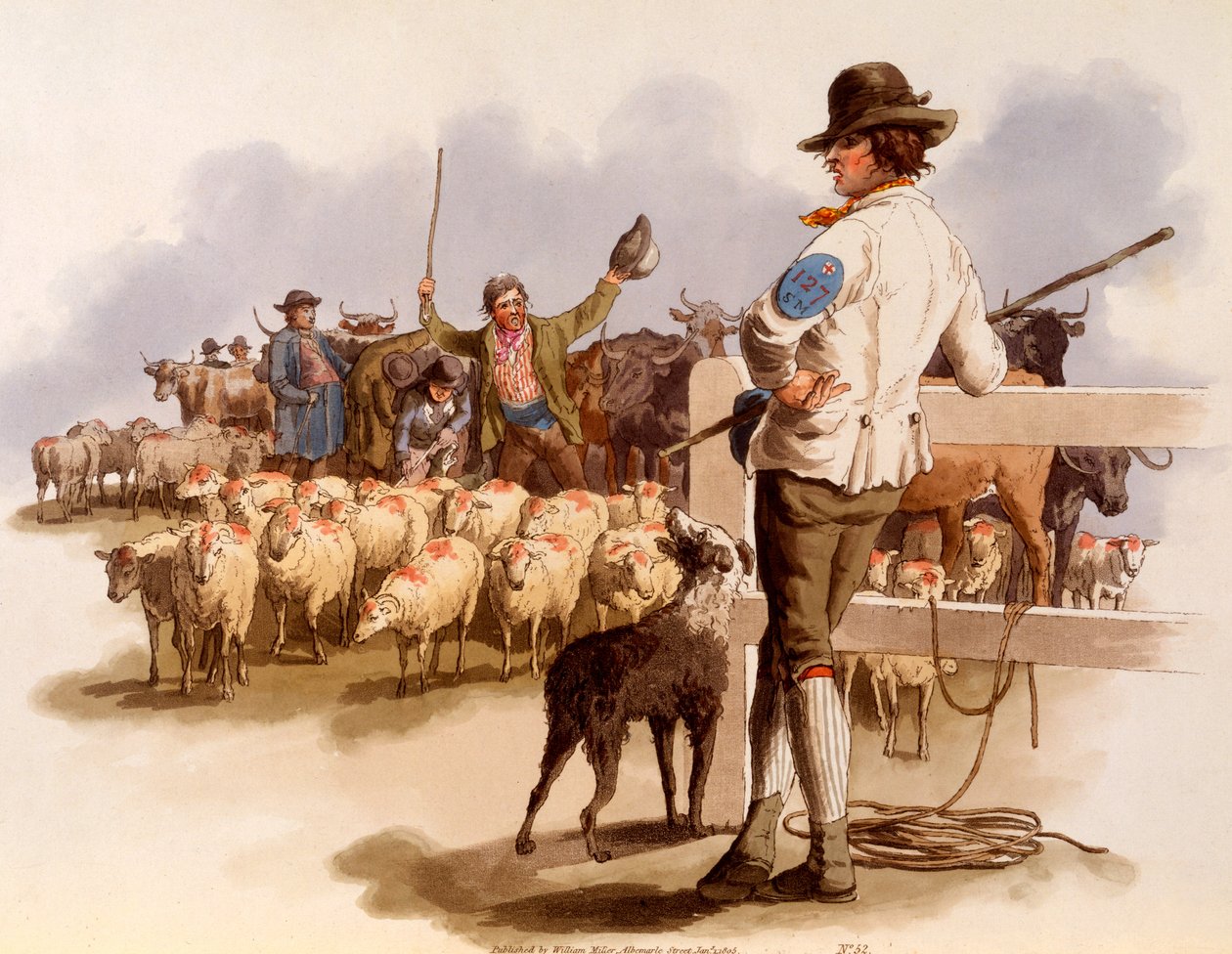 Smithfield Drover, de "Os trajes da Grã-Bretanha", 1808 de William Henry Pyne
