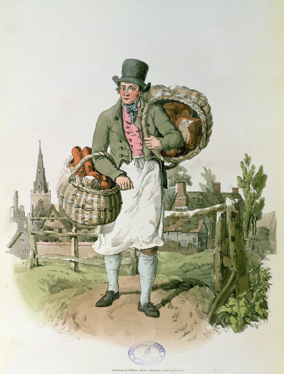 O padeiro de &39;Traje da Grã-Bretanha&39; (impressão) de William Henry Pyne