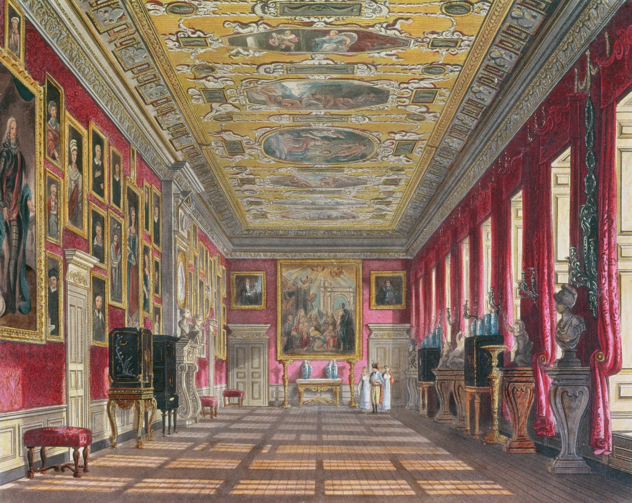 Galeria do Rei, Palácio de Kensington das "Residências Reais" de Pyne, 1818 de William Henry Pyne