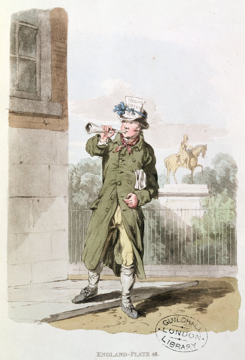 O jornalista de &39;Costume of Great Britain&39; (imprimir) de William Henry Pyne