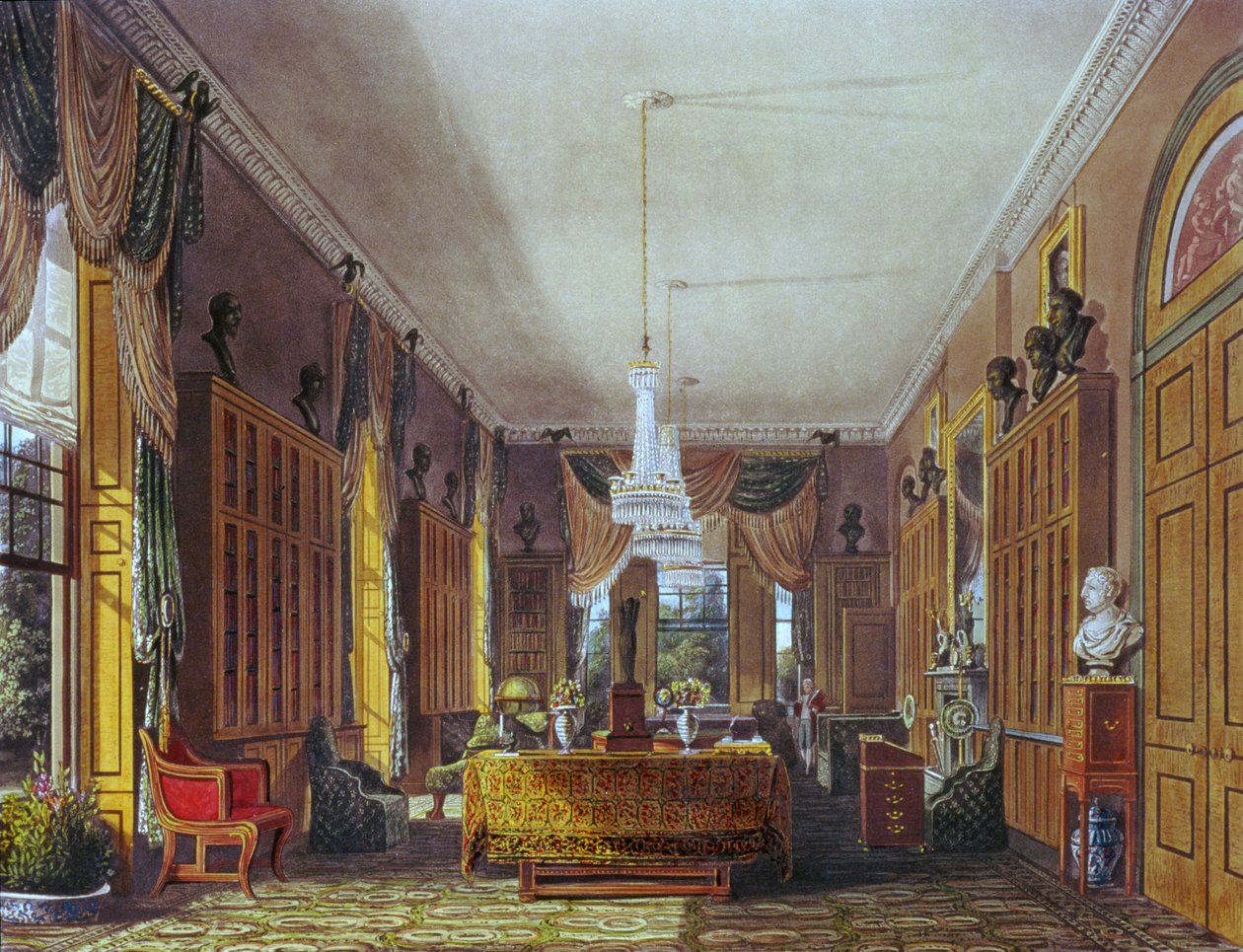 A Biblioteca da Rainha, Frogmore, "Royal Residences" de Pyne, 1818 de William Henry Pyne