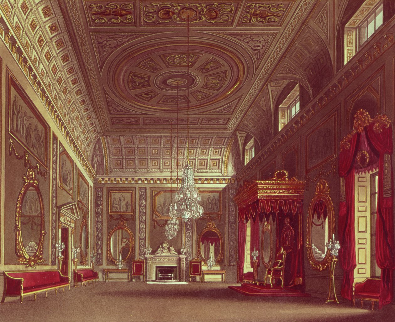 O salão, Palácio de Buckingham de "Royal Residences" de Pyne, 1818 de William Henry Pyne