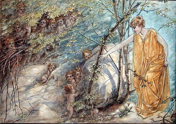 Little Shadows (caneta, tinta e aguarela sobre papel) de William Henry Romaine Walker
